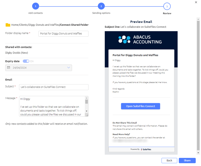 Connect email preview
