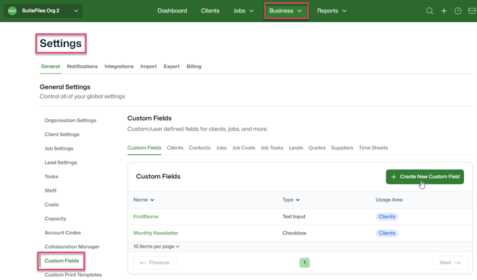 WFM Custom Fields