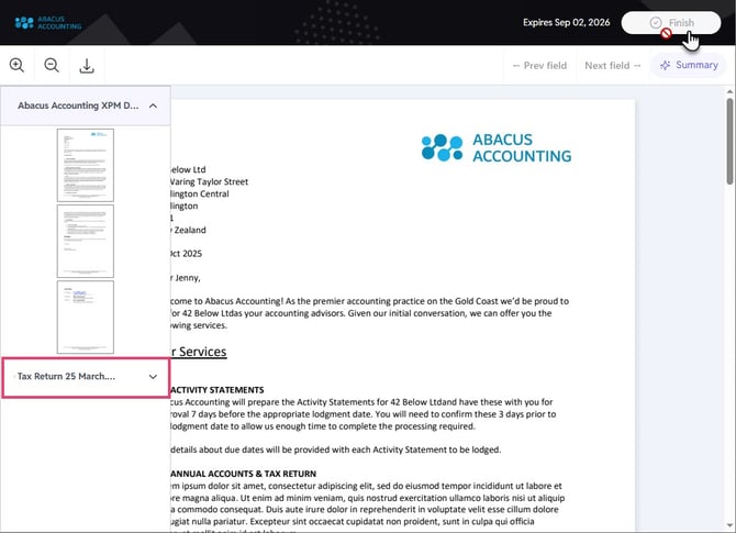 New Signing - Select next document