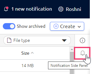 Notifications Side Panel