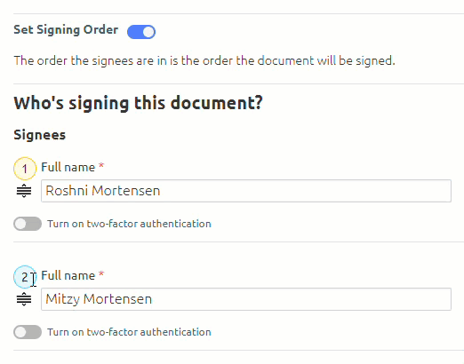 Set signing order-1