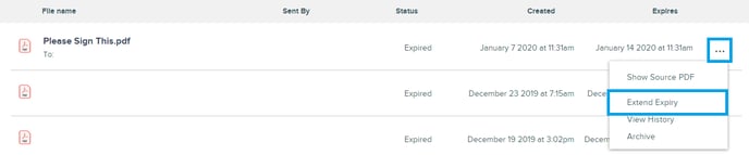 document signing - edit expiry date
