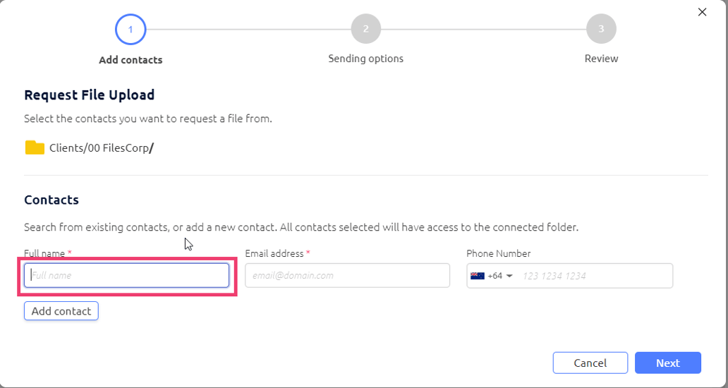 How do I request a file from my client?