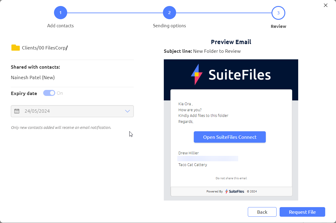 How do I request a file from my client?
