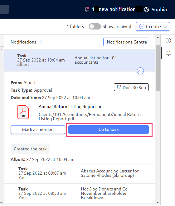 Notification Log Example Side Panel Notifications Side Panel