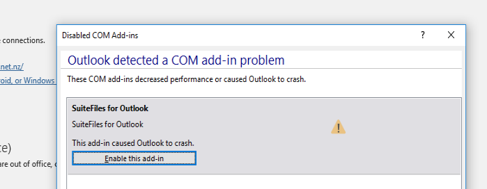 outlook crashes when opening shared contacts